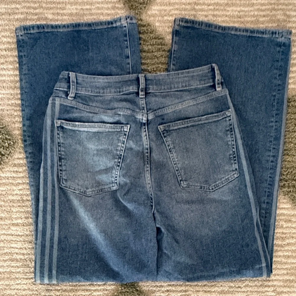 Warp + Weft Blue Wide-Leg Jeans with Tonal Side Stripes - Picture 3 of 3